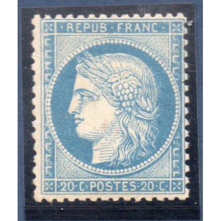 Timbre France Yvert No 37 Cérès Siège de Paris 20 c bleu Neuf **