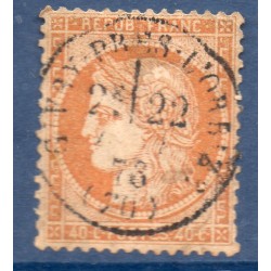 Timbre France Yvert No 38 Cérès Siège de Paris 40 c orange Oblitéré CaD type 16