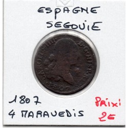 Espagne 4 maravedis 1807 Ségovie B-, KM 427 pièce de monnaie