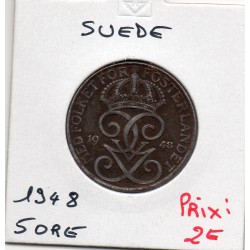 Suède 5 Ore 1948 TTB, KM 812 pièce de monnaie