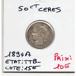 50 centimes Cérès 1894 A Paris TTB-, France pièce de monnaie