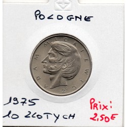 Pologne 10 Zlotych Mickiewicz 1975 Spl, KM Y74 pièce de monnaie