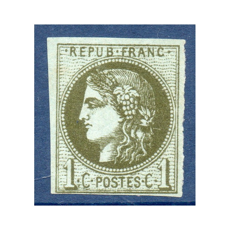 Timbre France Yvert No 39A Émission de Bordeaux 1c olive Neuf (*) sans gomme