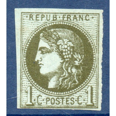 Timbre France Yvert No 39A Émission de Bordeaux 1c olive Neuf (*) sans gomme