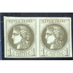 Timbre France Yvert Paire No 39A Émission de Bordeaux 1c olive Neuf (*) sans gomme