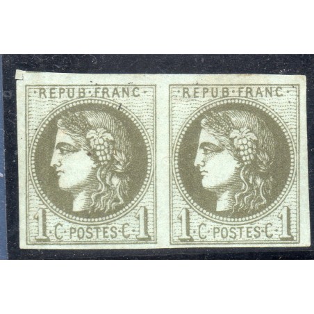 Timbre France Yvert Paire No 39A Émission de Bordeaux 1c olive Neuf (*) sans gomme