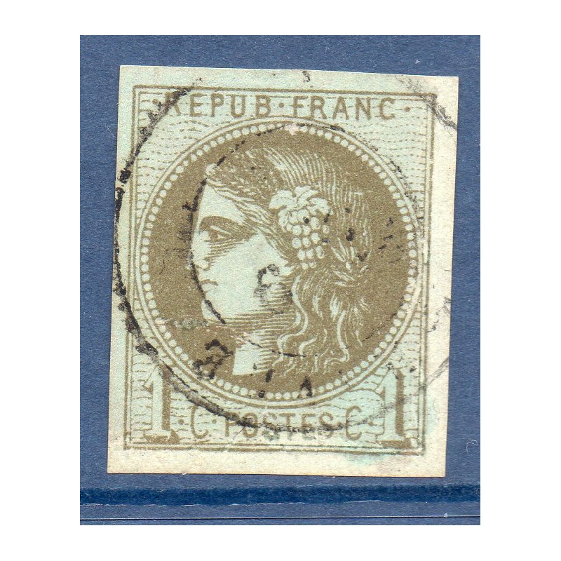 Timbre France Yvert No 39C Émission de Bordeaux 1c olive Oblitéré CaD type 17