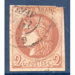 Timbre France Yvert No 40B Émission de Bordeaux 2c brun-rouge Oblitéré CaD type 17