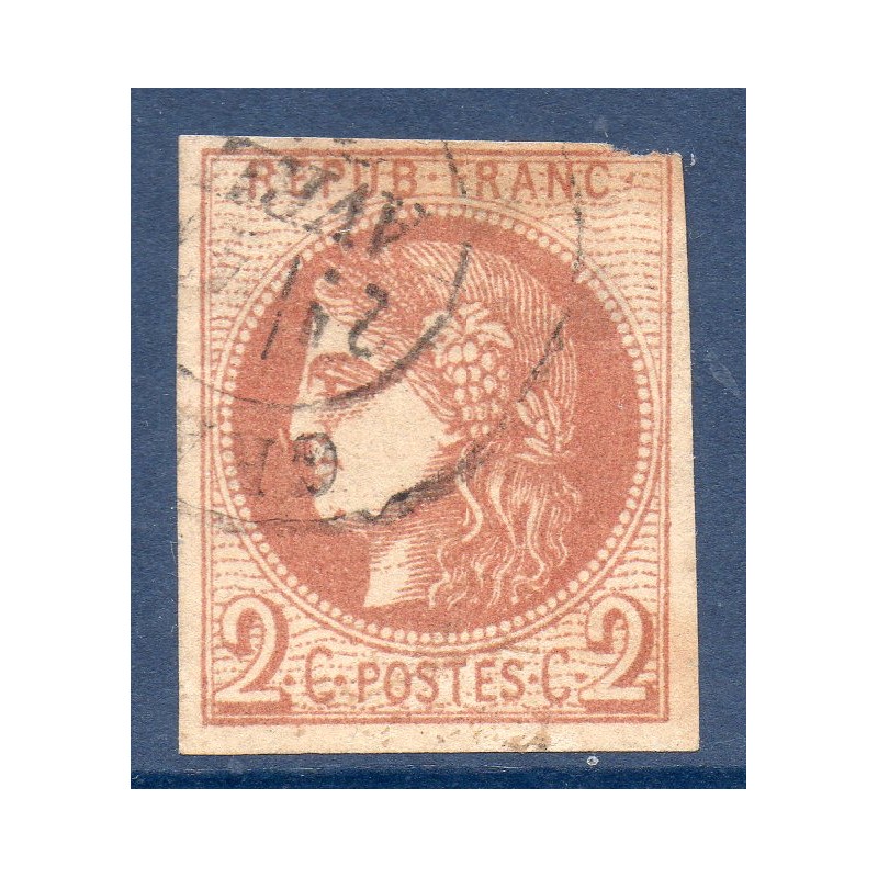 Timbre France Yvert No 40B Émission de Bordeaux 2c brun-rouge Oblitéré CaD type 17