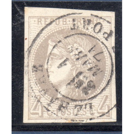 Timbre France Yvert No 41B Émission de Bordeaux 4c gris Oblitéré CaD type 17