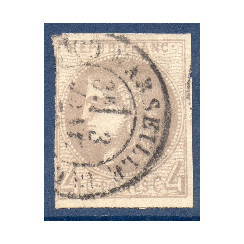 Timbre France Yvert No 41B Émission de Bordeaux 4c gris Oblitéré CaD type 17