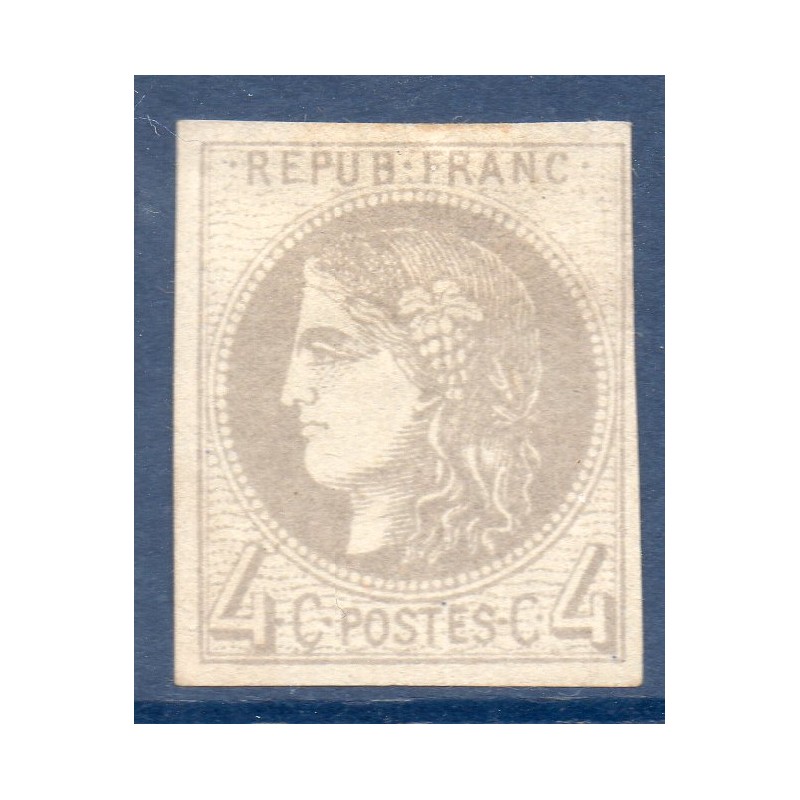 Timbre France Yvert No 41B Émission de Bordeaux 4c gris Neuf (*) sans gomme