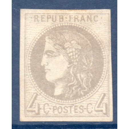 Timbre France Yvert No 41B Émission de Bordeaux 4c gris Neuf (*) sans gomme