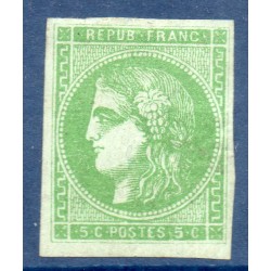 Timbre France Yvert No 42B Émission de Bordeaux 5c vert-jaune Neuf (*) sans gomme