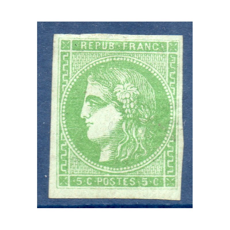 Timbre France Yvert No 42B Émission de Bordeaux 5c vert-jaune Neuf (*) sans gomme