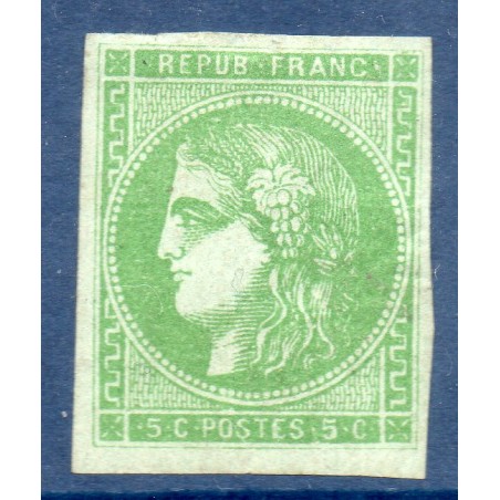 Timbre France Yvert No 42B Émission de Bordeaux 5c vert-jaune Neuf (*) sans gomme