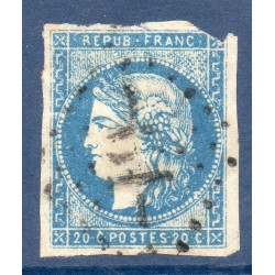 Timbre France Yvert No 44A Émission de Bordeaux 20c bleu Oblitéré