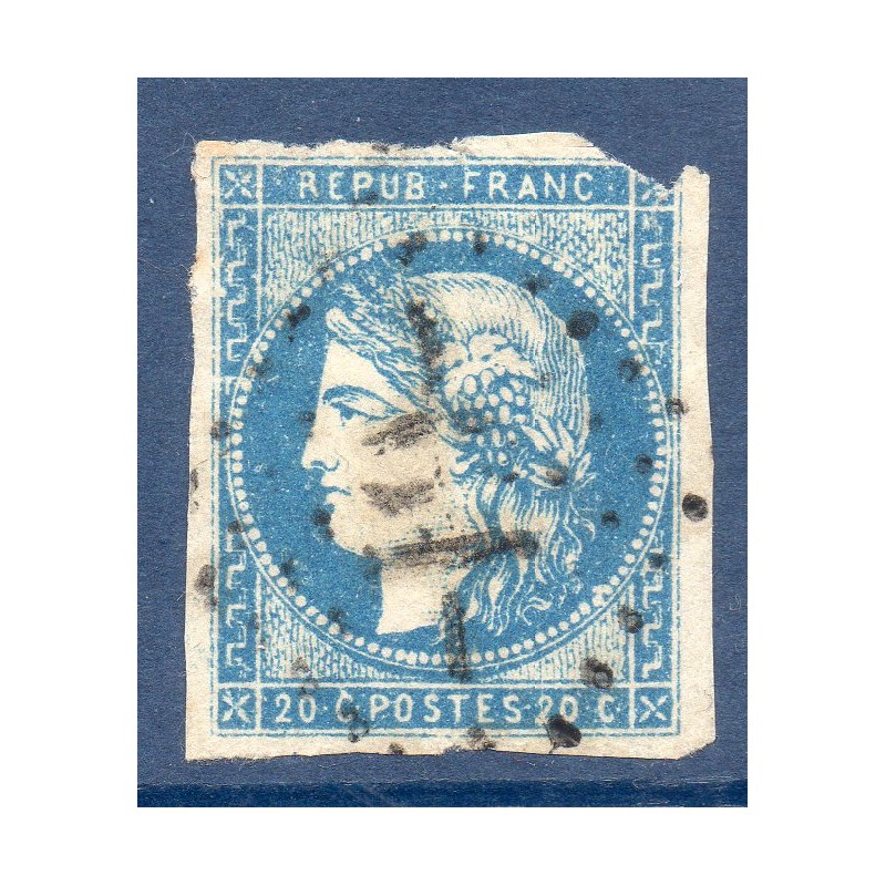 Timbre France Yvert No 44A Émission de Bordeaux 20c bleu Oblitéré