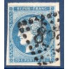 Timbre France Yvert No 45A Émission de Bordeaux 20c bleu Oblitéré gros chiffres