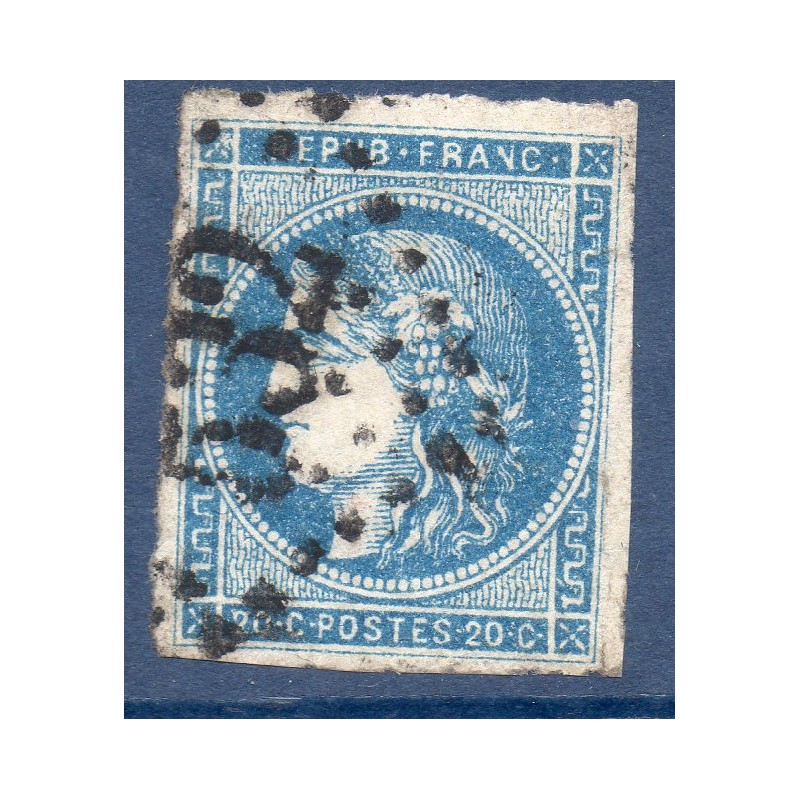 Timbre France Yvert No 45B Émission de Bordeaux 20c bleu Oblitéré gros chiffres