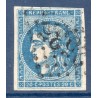 Timbre France Yvert No 45C Émission de Bordeaux 20c bleu Oblitéré gros chiffres