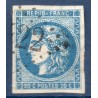 Timbre France Yvert No 46A Émission de Bordeaux 20c bleu Oblitéré gros chiffres