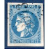 Timbre France Yvert No 46Ba Émission de Bordeaux 20c bleu foncé Oblitéré gros chiffres