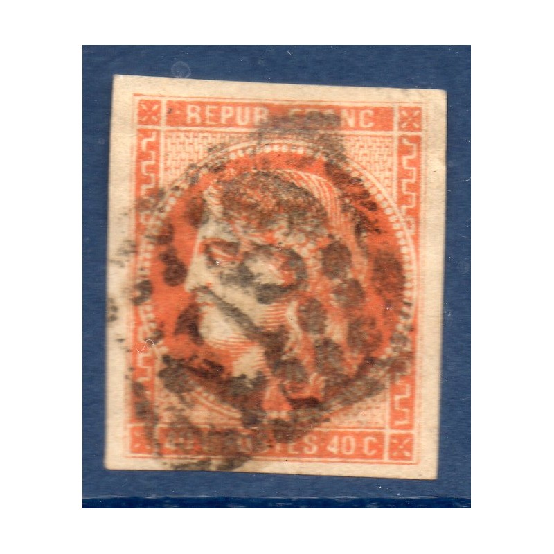 Timbre France Yvert No 48 Émission de Bordeaux 40c orange Oblitéré gros chiffres