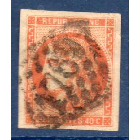 Timbre France Yvert No 48 Émission de Bordeaux 40c orange Oblitéré gros chiffres