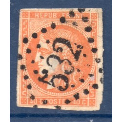 Timbre France Yvert No 48 Émission de Bordeaux 40c orange Oblitéré gros chiffres