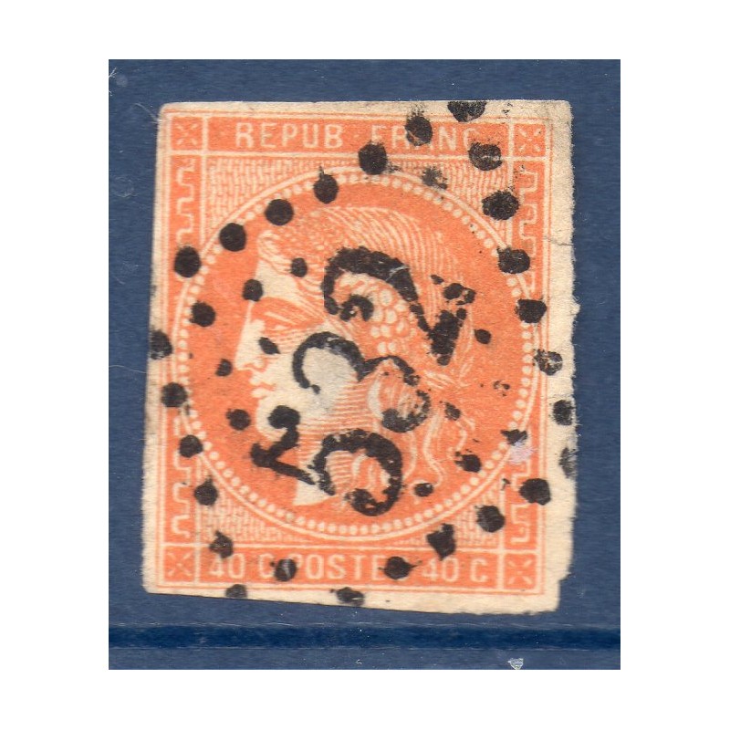 Timbre France Yvert No 48 Émission de Bordeaux 40c orange Oblitéré gros chiffres