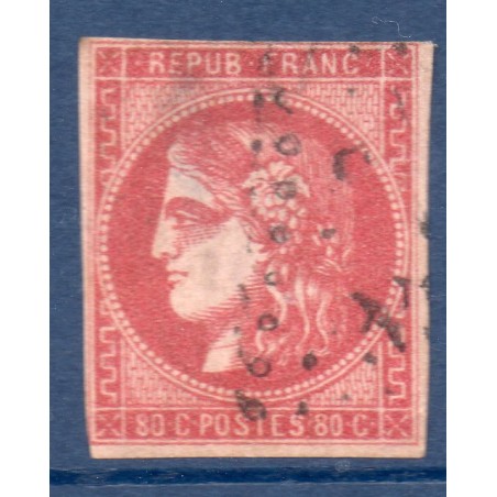 Timbre France Yvert No 49b Émission de Bordeaux 80c rose vif Oblitéré