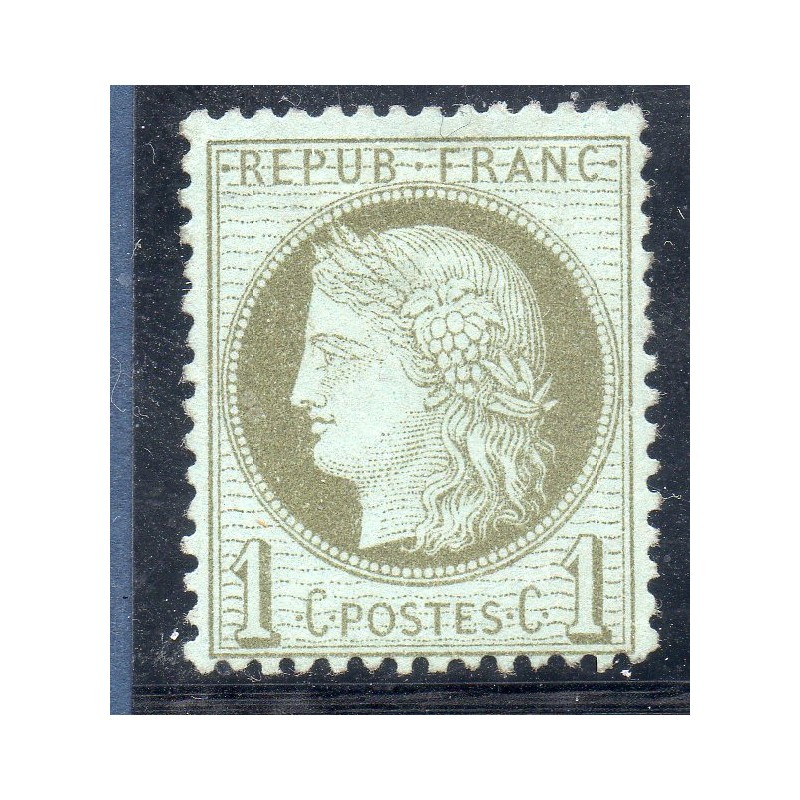 Timbre France Yvert No 50 Type Cérès 1c vert-olive Neuf * sur charnière