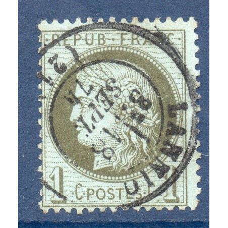 Timbre France Yvert No 50a Type Cérès 1c vert-bronze Oblitéré CaD type 17