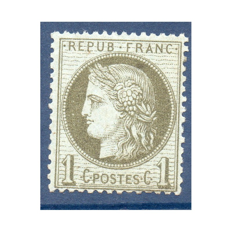 Timbre France Yvert No 50a Type Cérès 1c vert-bronze Neuf (*) sans gomme