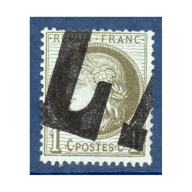 Timbre France Yvert No 50a Type Cérès 1c vert-bronze Oblitéré journaux