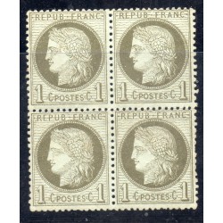 Timbre France Yvert Bloc de 4 No 50a Type Cérès 1c vert-bronze Neuf