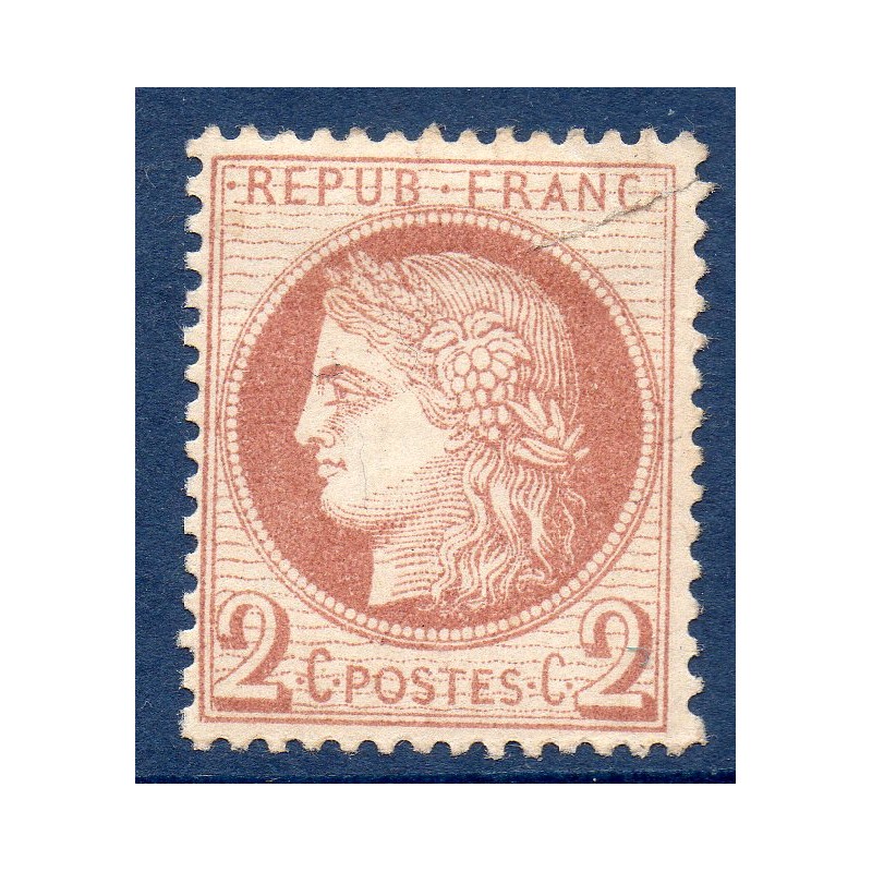 Timbre France Yvert No 51 Type Cérès 2c rouge-brun Neuf * sur charnière