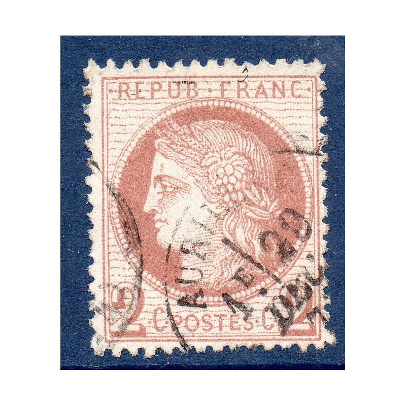 Timbre France Yvert No 51 Type Cérès 2c rouge-brun Oblitéré CaD type 16