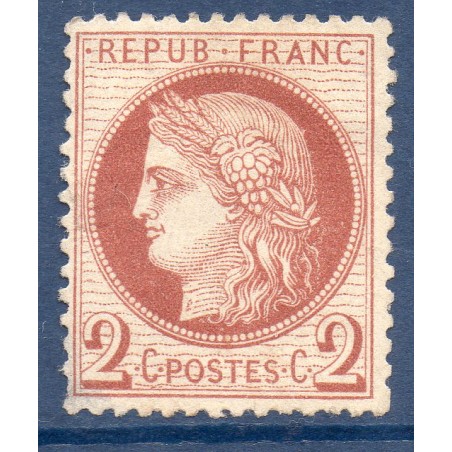 Timbre France Yvert No 51a Type Cérès 2c brun-rouge foncé Neuf (*) sans gomme