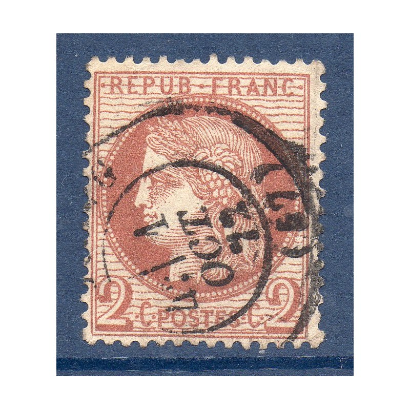 Timbre France Yvert No 51a Type Cérès 2c brun-rouge foncé Oblitéré CaD type 17