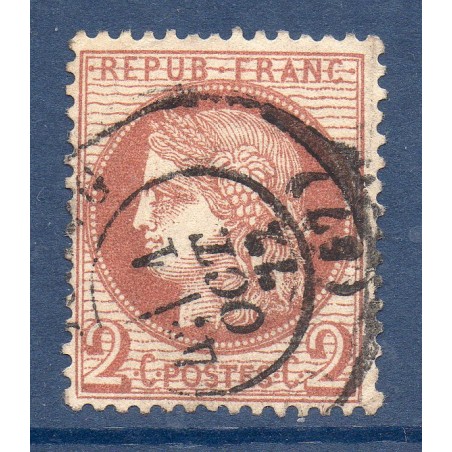 Timbre France Yvert No 51a Type Cérès 2c brun-rouge foncé Oblitéré CaD type 17