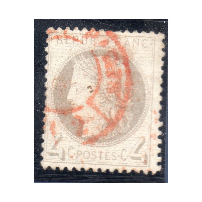 Timbre France Yvert No 52 Type Cérès 4c gris Oblitéré CaD rouge des imprimés