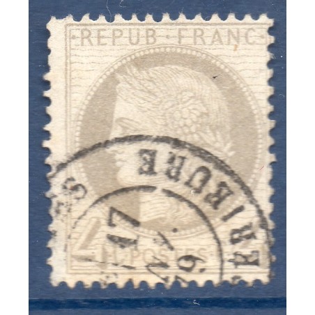 Timbre France Yvert No 52a Type Cérès 4c gris Oblitéré CaD type 17