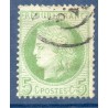 Timbre France Yvert No 53 Type Cérès 5c vert-jaune s. azuré Oblitéré CaD type 17