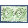 Timbre France Yvert Paire No 53 Type Cérès 5c vert-jaune s. azuré Oblitéré gros chiffres