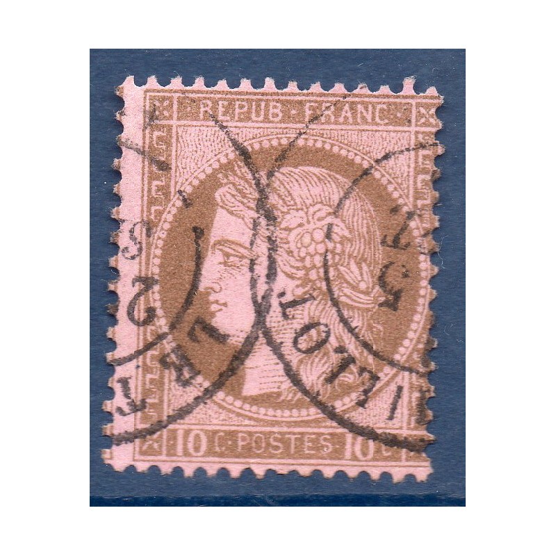 Timbre France Yvert No 54 Type Cérès 10c brun s. rose Oblitéré CaD type 17