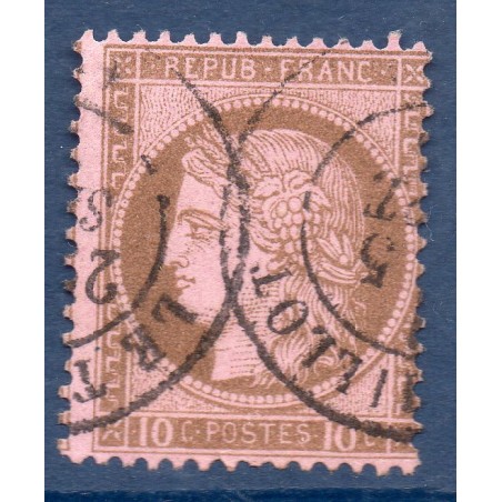 Timbre France Yvert No 54 Type Cérès 10c brun s. rose Oblitéré CaD type 17