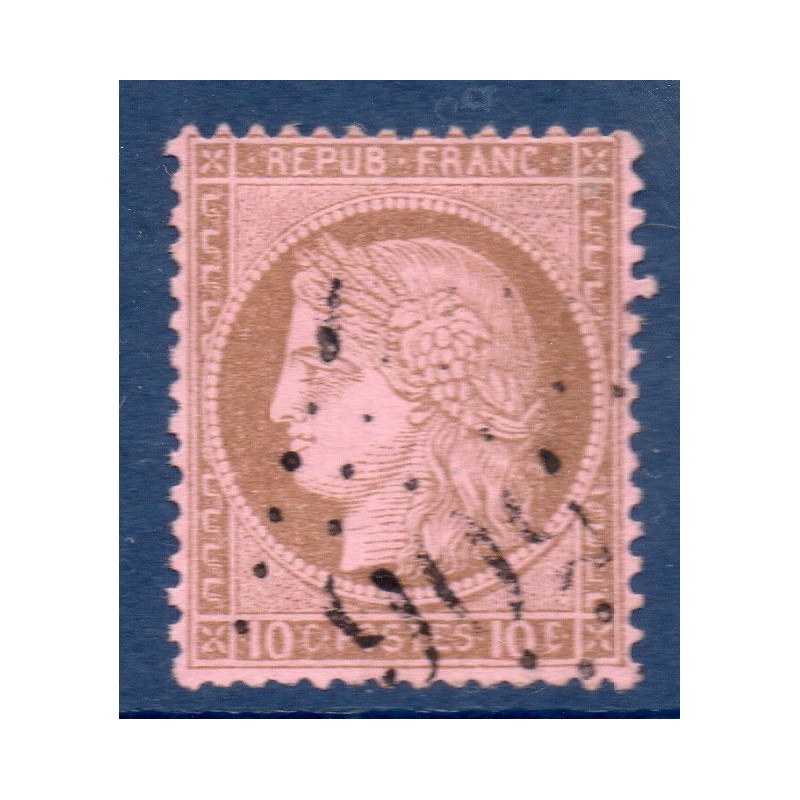 Timbre France Yvert No 54 Type Cérès 10c brun s. rose Oblitéré gros chiffres