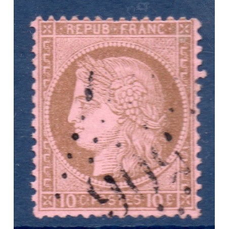 Timbre France Yvert No 54 Type Cérès 10c brun s. rose Oblitéré gros chiffres